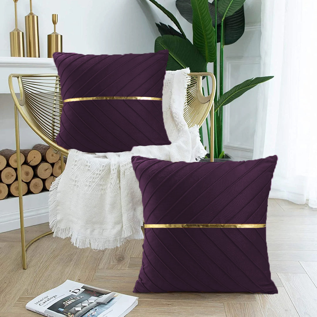 Pack of 2pack velvet fancy cushion ( Gold & purple )