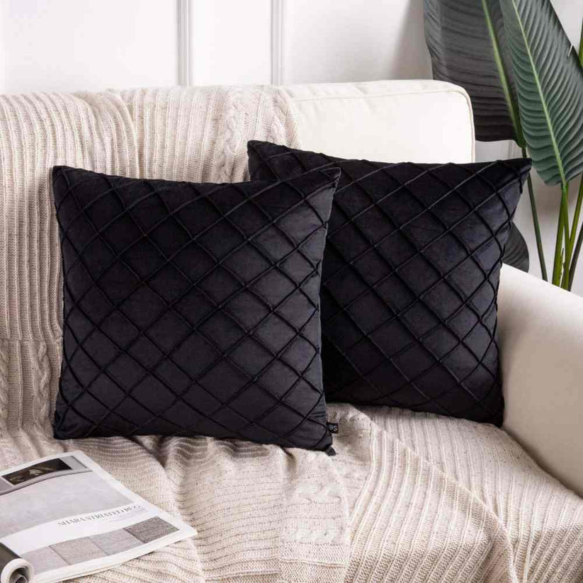 Pack of 2pack velvet fancy cushion ( black )