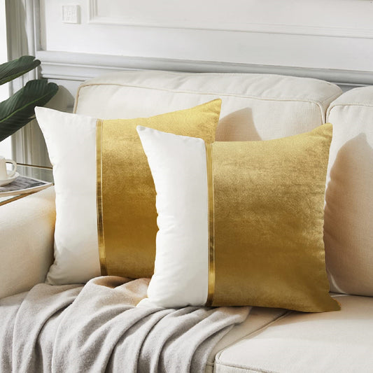 Pack of 2pack velvet fancy cushion ( Gold & white )