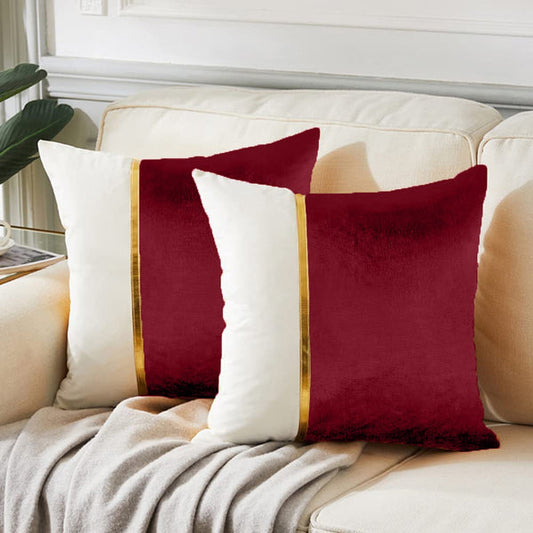 Pack of 2pack velvet fancy cushion ( maroon & white )