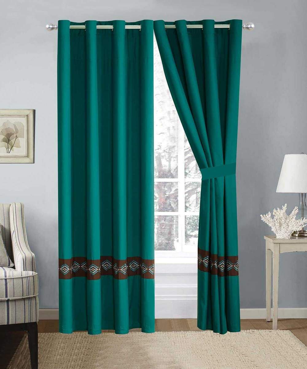 Luxury cotton embroidery Curtains (  Green )